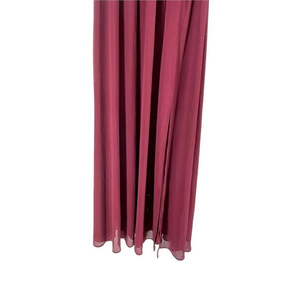 Lulus Burgundy Heavenly Hues Maxi Dress Gown Bridesmaid V Neck Slit Size Small - Picture 6 of 9